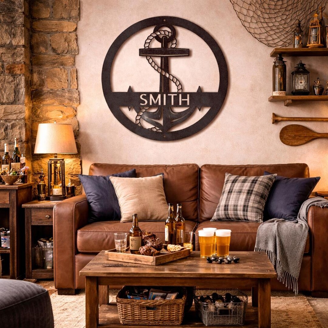 Elaborate Anchor - Steel Sign - Etsy