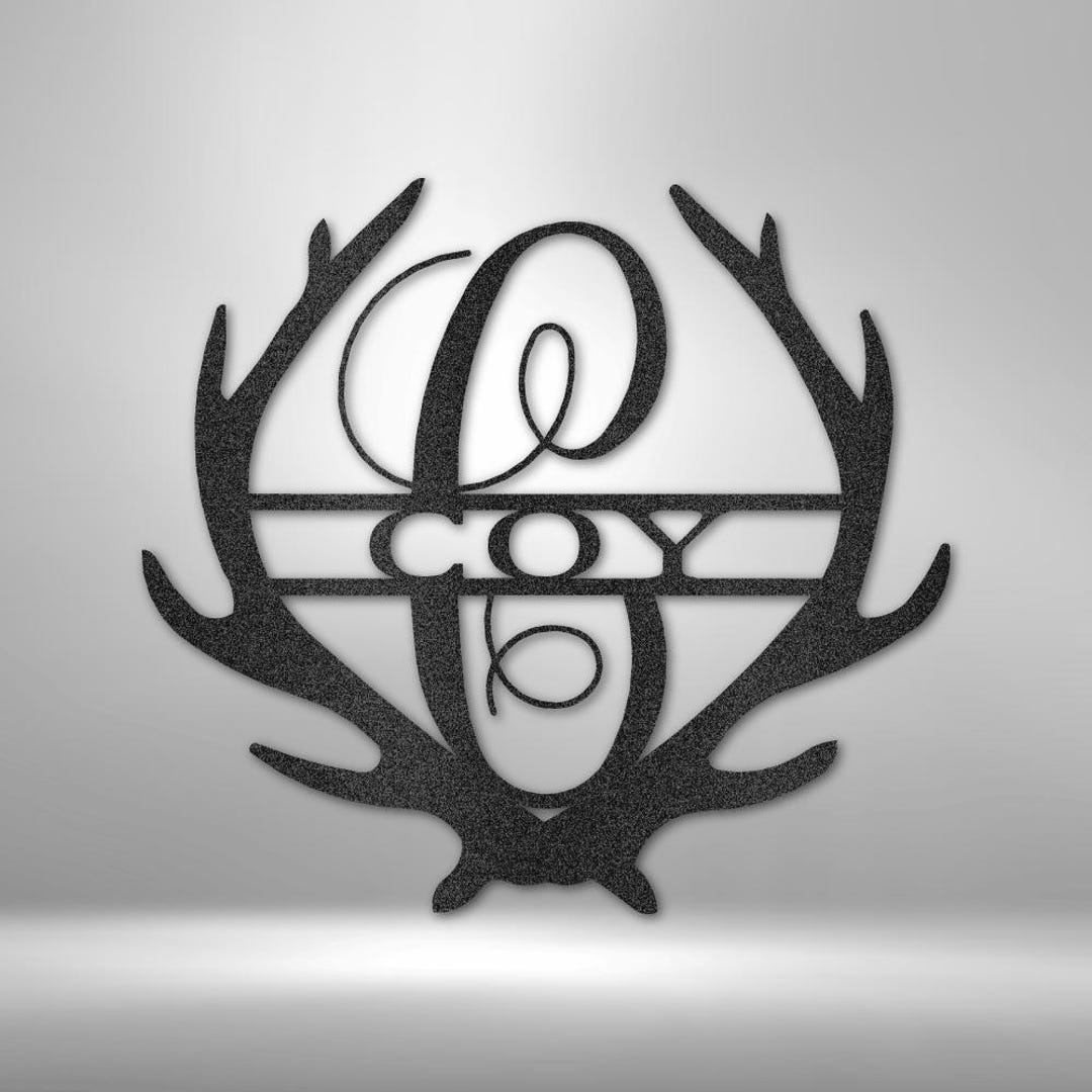 Antler Monogram - Steel Sign - Etsy