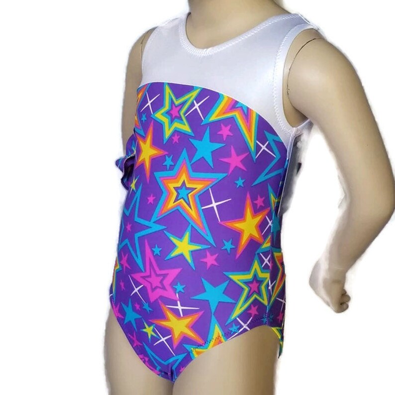 3T Toddler Girls Gymnastics Leotard / Purple w/ Stars & White Etsy
