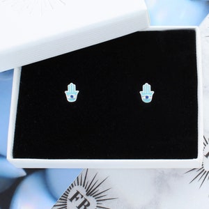 Enamel Hamsa Hand Stud Earrings