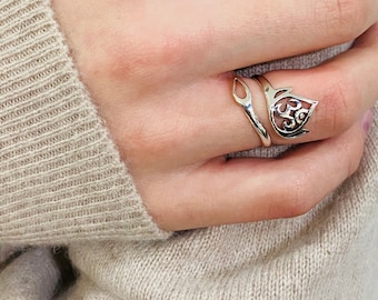 Lotus Om Anillo de plata esterlina