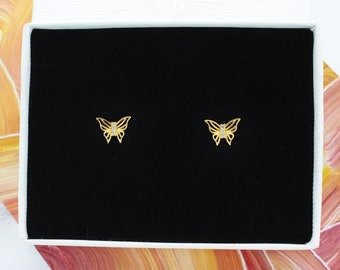 Filigree Butterfly And Zircon Stud Earrings