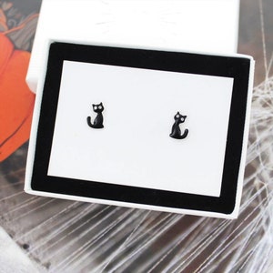 Black Cat Stud Earrings