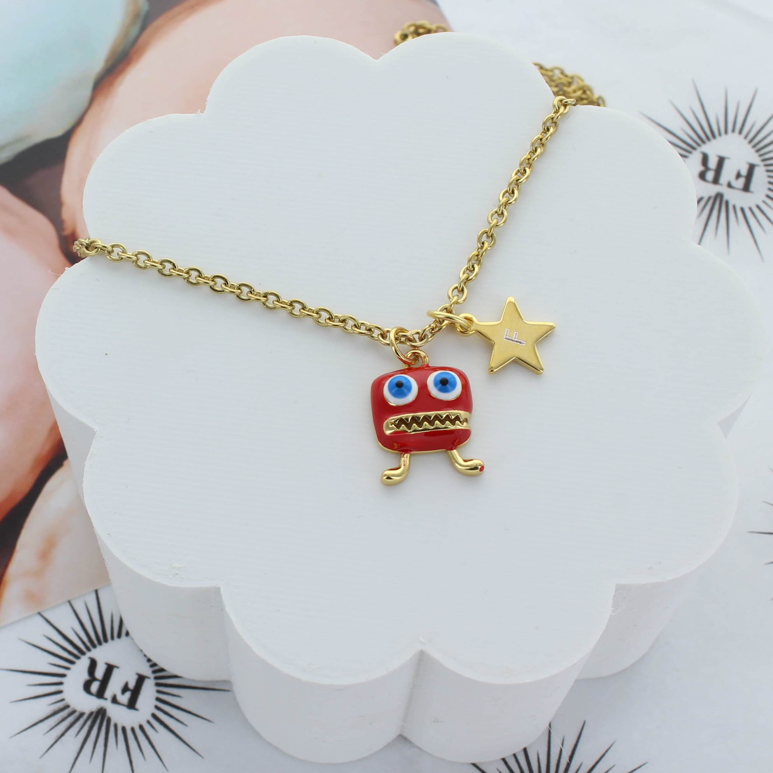 Personalised Little Monster Charm Necklace - Etsy