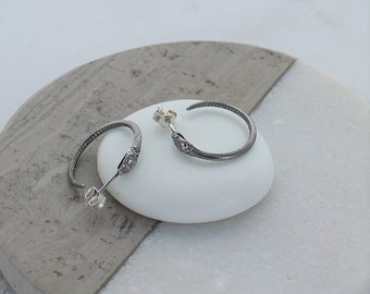 Sterling Silver Snake Hoop Earrings