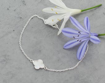 White Enamel Clover Bracelet