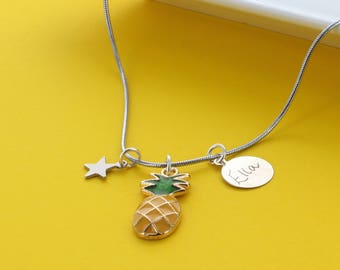 Pineapple Personalised Name Charm Necklace