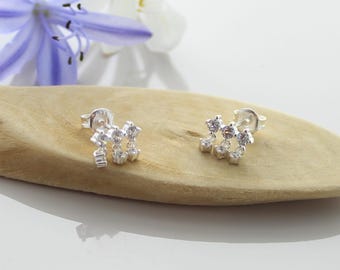 White Cubic Zirconia Triple Tassel Stud