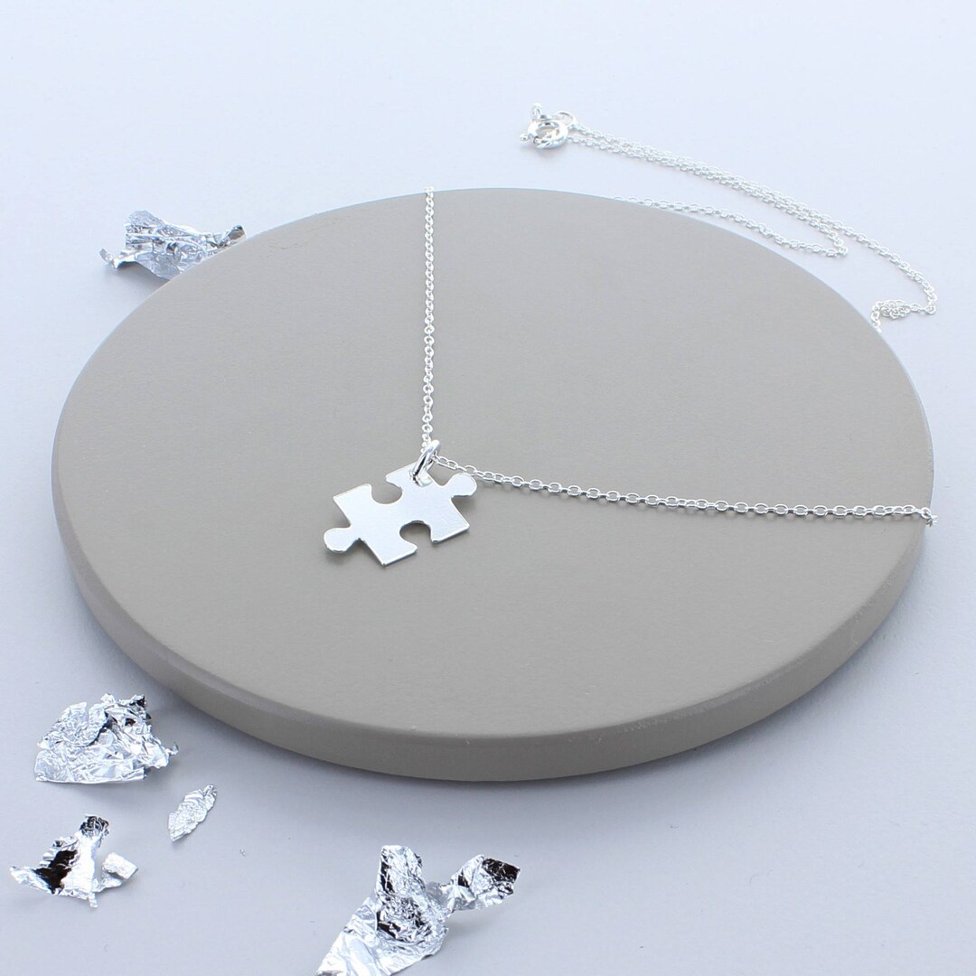 Jigsaw Piece Sterling Silver Necklace Etsy