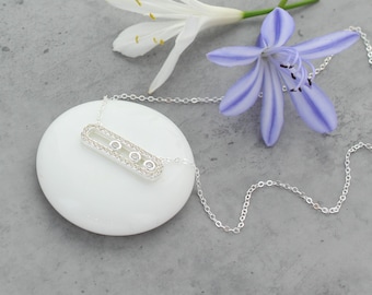 Sterling Silver Kinetic Rectangular Necklace