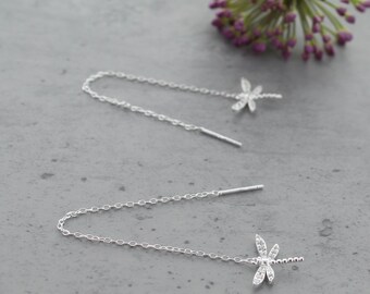 Dragon Fly Zircon Threader Earrings