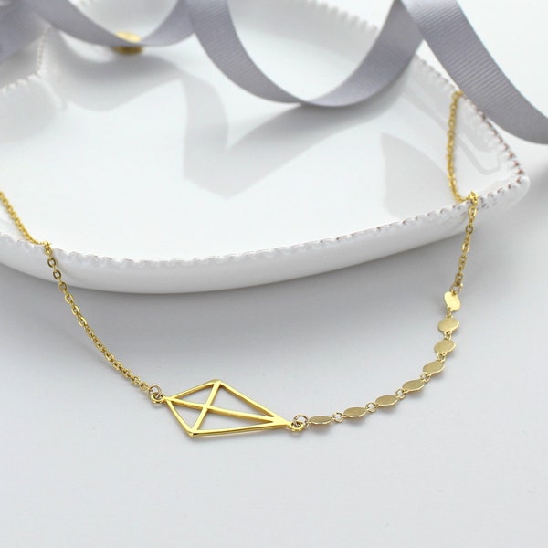 Gold Origami Kite Necklace