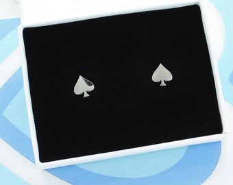 Simple Ace Of Spades Stud Earrings