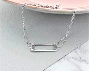 Sterling Silver Rectangle Bracelet