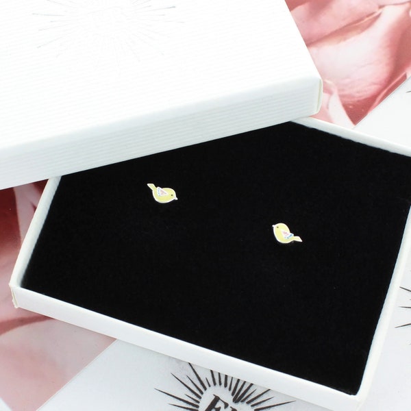 Petite Yellow Bird Stud Earrings