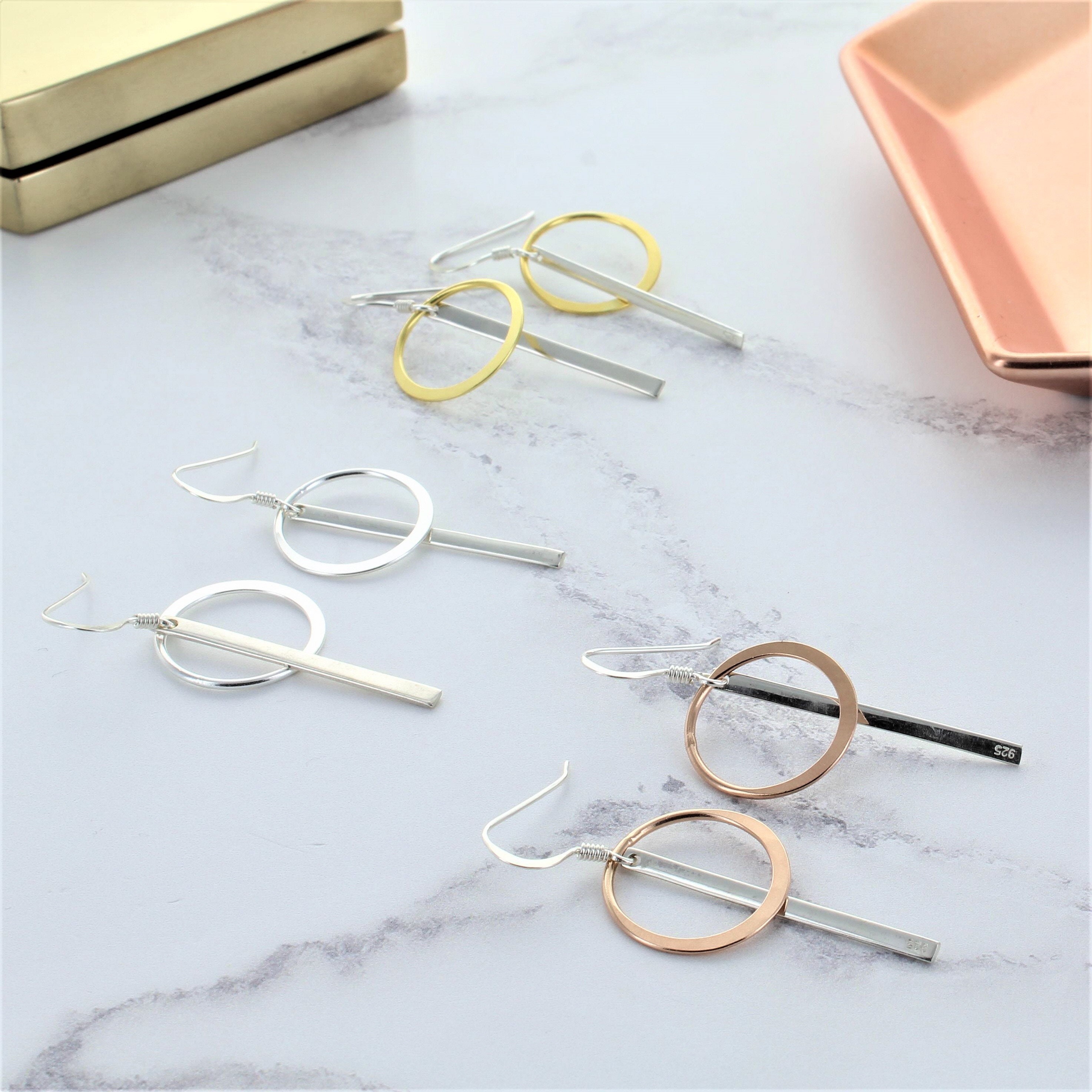 【HYERES LOR】Noailles Silver circle Bar earring 15cm Circle Bar Drop Earrings - Etsy