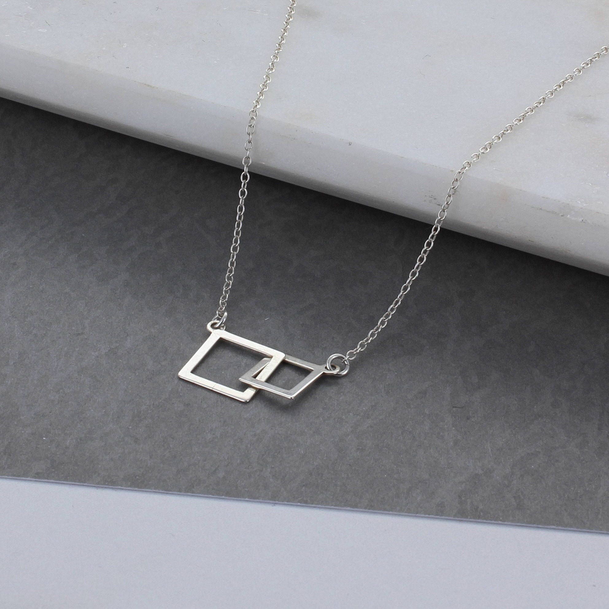 Interlocking Squares Necklace - Etsy