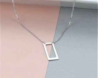 Sterling Silver Rectangle Necklace