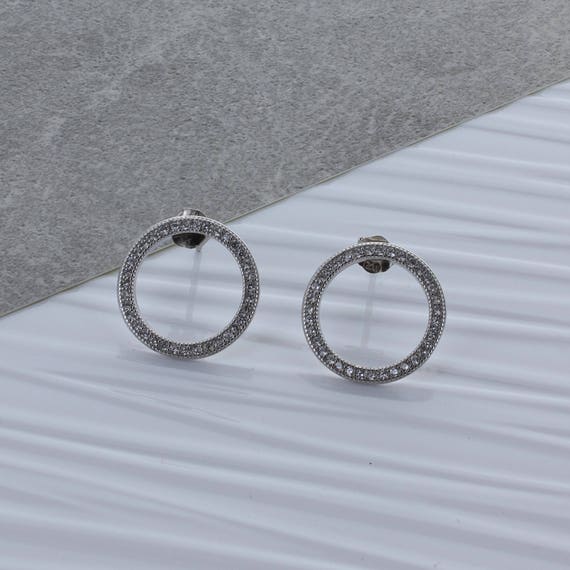 Silver Zircon Hoop Earrings Etsy
