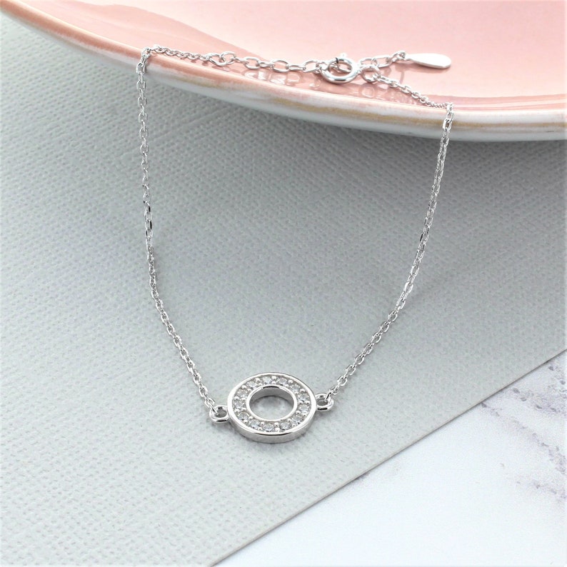 Circle Zircon Silver Hoop Bracelet