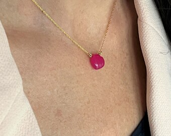Pink Chalcedony Heart Necklace