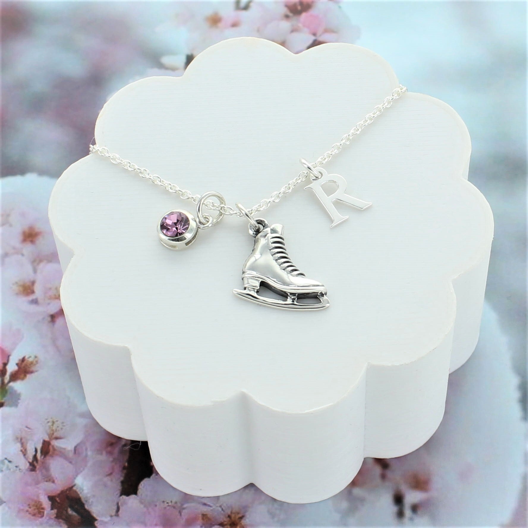 Sterling Silver Ice Skate Charm, Winter Sports Ice Skating Jewelry Charm