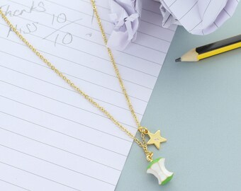 Apple personalised teacher gift charm necklace
