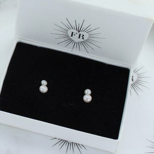 Double Pearl Stud Earrings