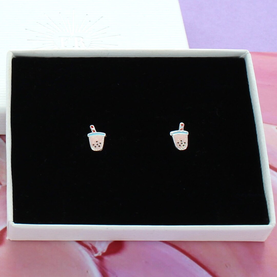 Stud Tea Little Bubble Tea Stud Earrings - Etsy