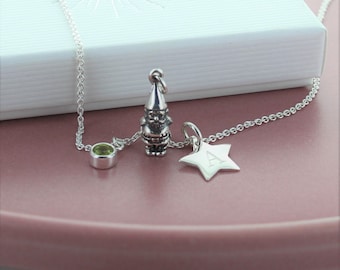 Personalised Birthstone Gnome Necklace