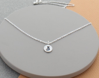 cat silver necklace