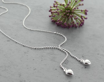 Double Heart Drop Necklace