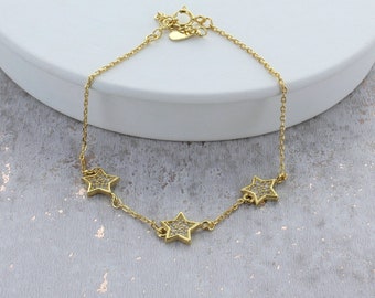 Bracelet Star Charm en argent sterling plaqué or