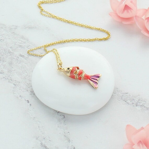 動く魚チャームネックレス レッズ - Etsy 日本