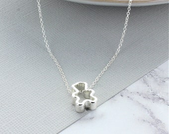 Silver Teddy Bear Necklace