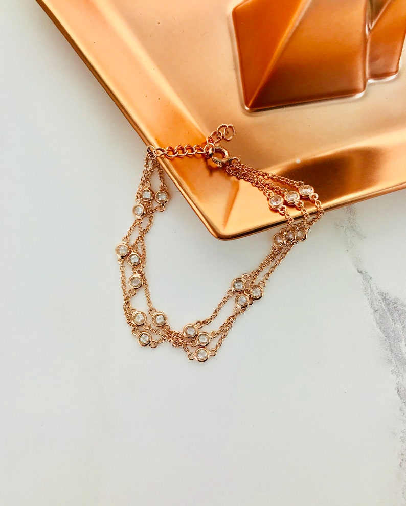 Triple Chain Cubic Zirconia Bracelet