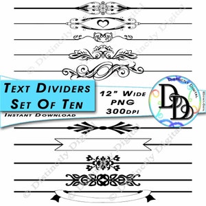 Black Text Dividers Digital Scrapbook Clipart Borders Printable Wedding Graphic Clip Art Commercial Use Instant Download File TD0001