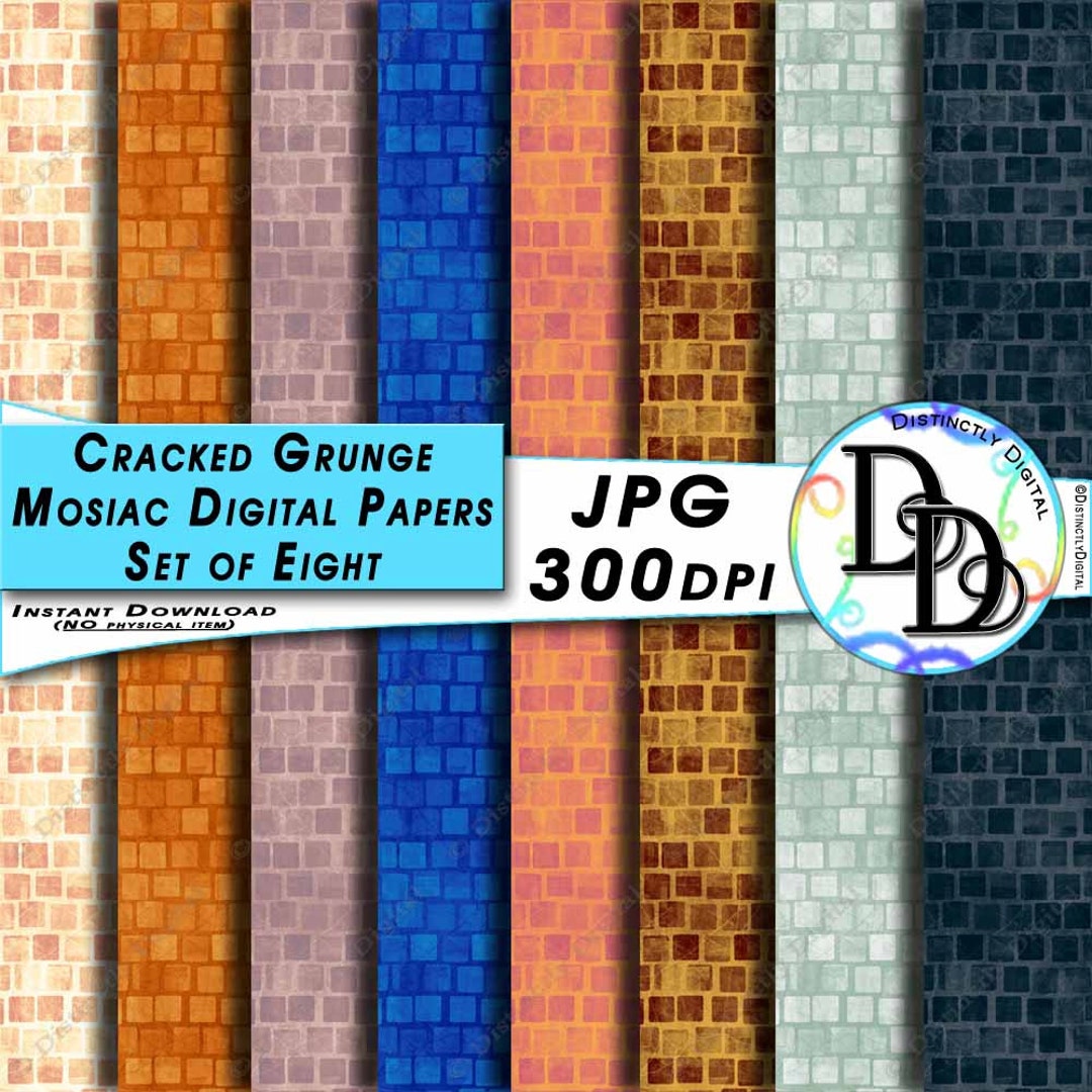 Mosaic Tile Scrapbook Papers Printable Digital Paper Cracked Grunge ...