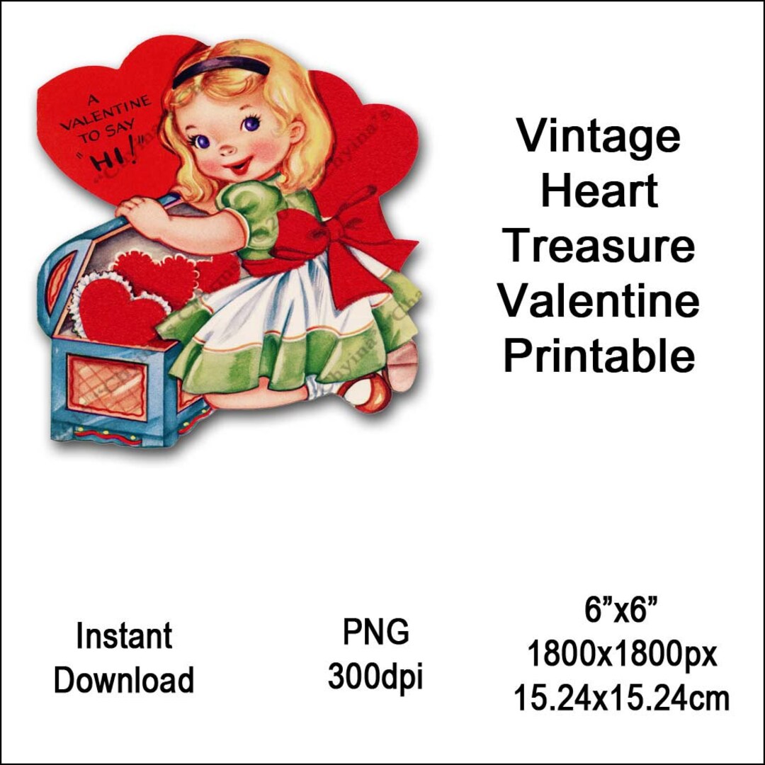 Vintage Girl Valentines Card Victorian Printable Heart Blonde Child ...