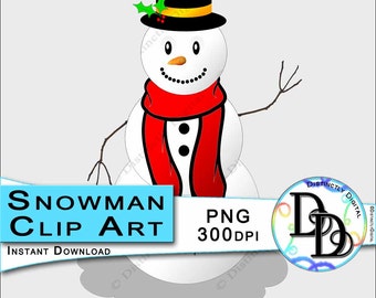Snowman Clip Art Winter Party Decorations Christmas Scrapbooks Holiday Cards Seasonal Clipart Digital Graphic Instant Download - CA0001