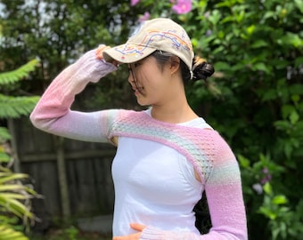 KNITTING PATTERN: Macaron Sleeves | knitted shrug with lace | long sleeves  - written pattern and charts in English - 7 sizes