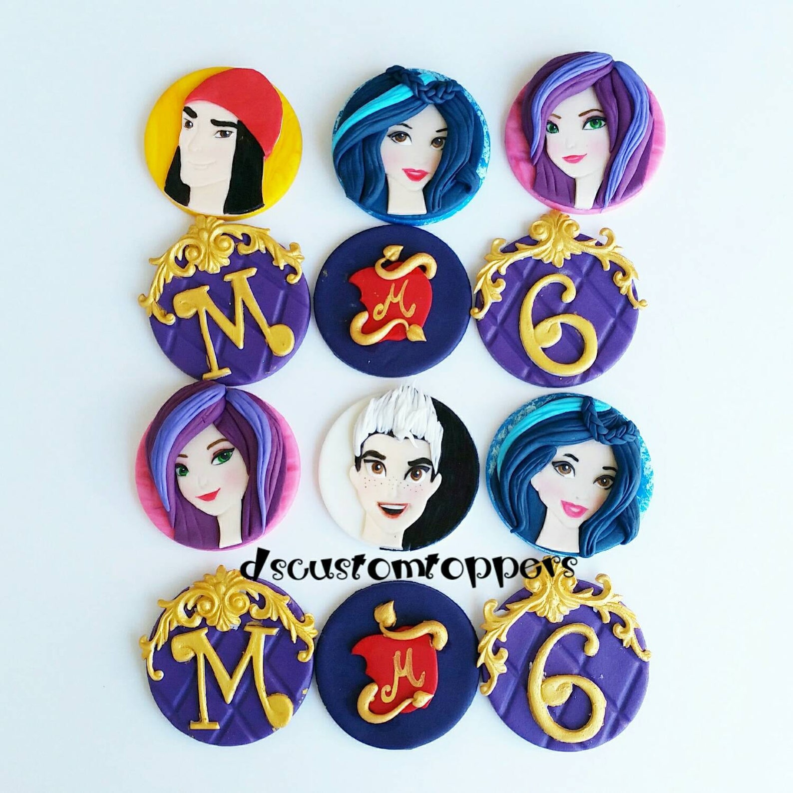 Descendants Fondant Cupcake Toppers | Etsy