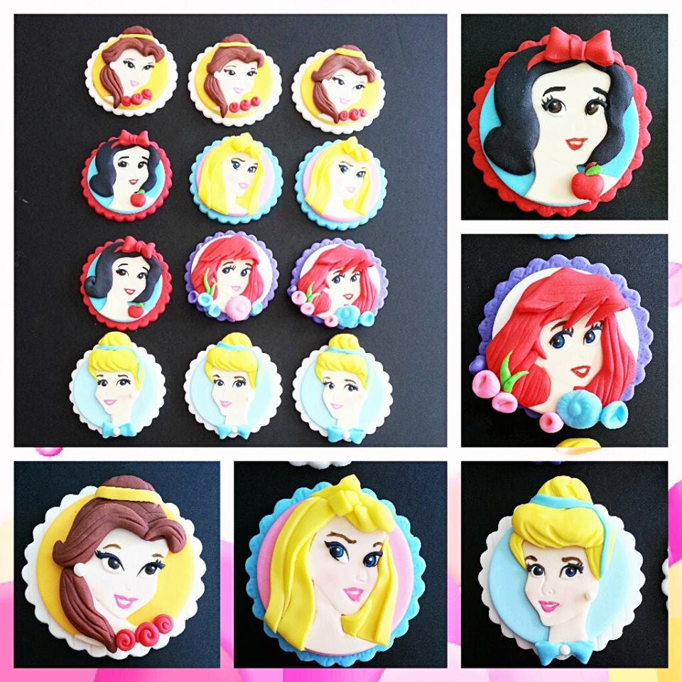 Princess fondant cupcake toppers. Cinderella Snow White Etsy