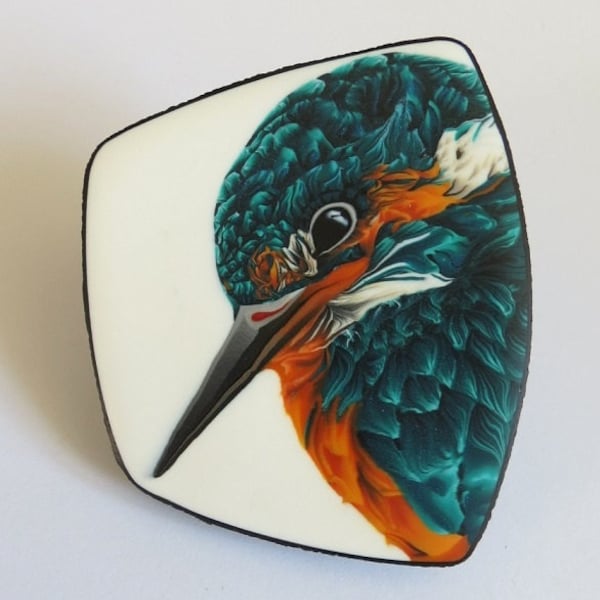 Broche de canne en argile polymère King fisher