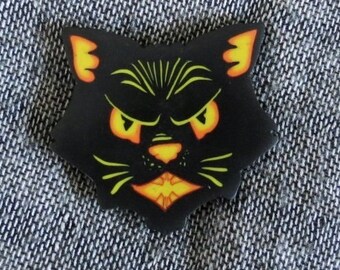 Vintage Halloween cat brooch