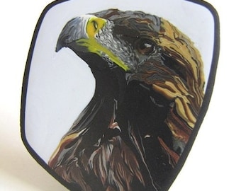 Eagle polymer clay cane brooch