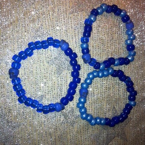 Pony Bead Stretch Bracelets with Skulls, Sets of Three Goth Kandy Friendship Gift Idea