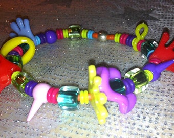 Armband met rubberen buis met veelkleurige rubberen O-ringen, nieuwe kralen en vierkante kralen, met magnetische sluiting