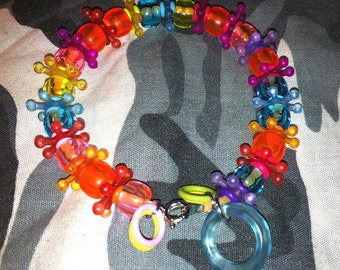 Spine Kandy Multicolor Beaded Bracelets with Pony Beads, Trixies, & Rubber O-Rings Cyber Kandy