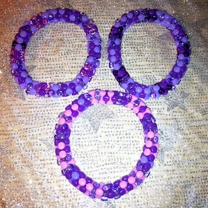 Fancy Tri-Bead Stretch Bracelet Sets of 3 - Multi Colors Friendship Gift Idea Boho Hippie